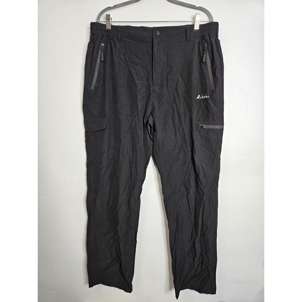 Clothin Mens Elastic Waist Travel Stretch Cargo Pant Quick Dry Black XL 30L